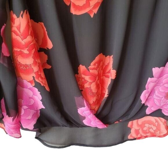 Vince Camuto Womens Floral Print Long Sleeve Flowy Blouse Size S Black, Pink, Or - Picture 4 of 7